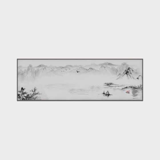 Ink Wash Mountains and Rivers 3D model