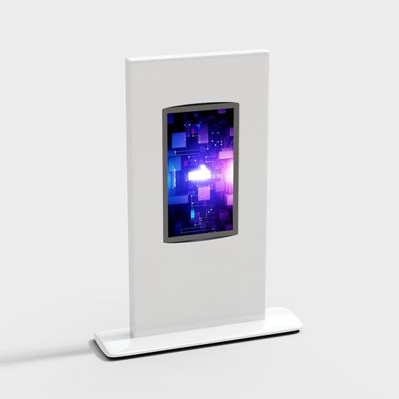 Future Display 3D Model – Low-Poly White Screen