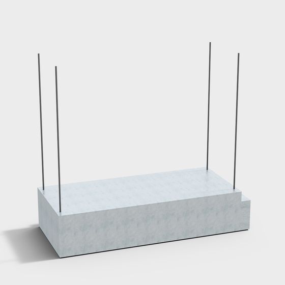 Industrial Minimalist Concrete Base with Metal Columns 3D model