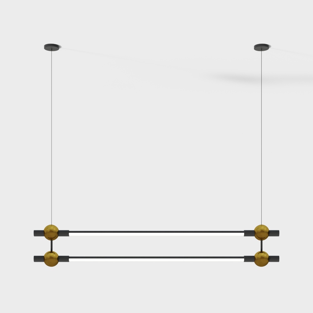 Modern double tube strip chandelier
