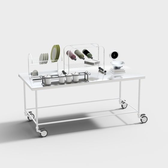 Sleek Kitchen Cart 3D model for Modern Spaces