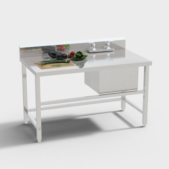 Sleek Kitchen Workbench 3D model for Modern Spaces