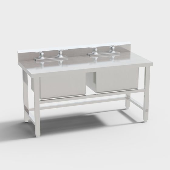 Stylish Double Sink Washbasin 3D model