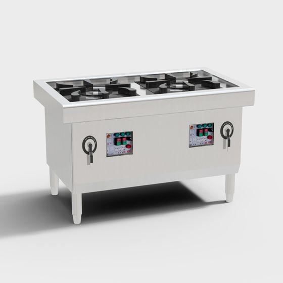 Realistic Low-Poly Gas Stove 3D model for Modern Kitchens