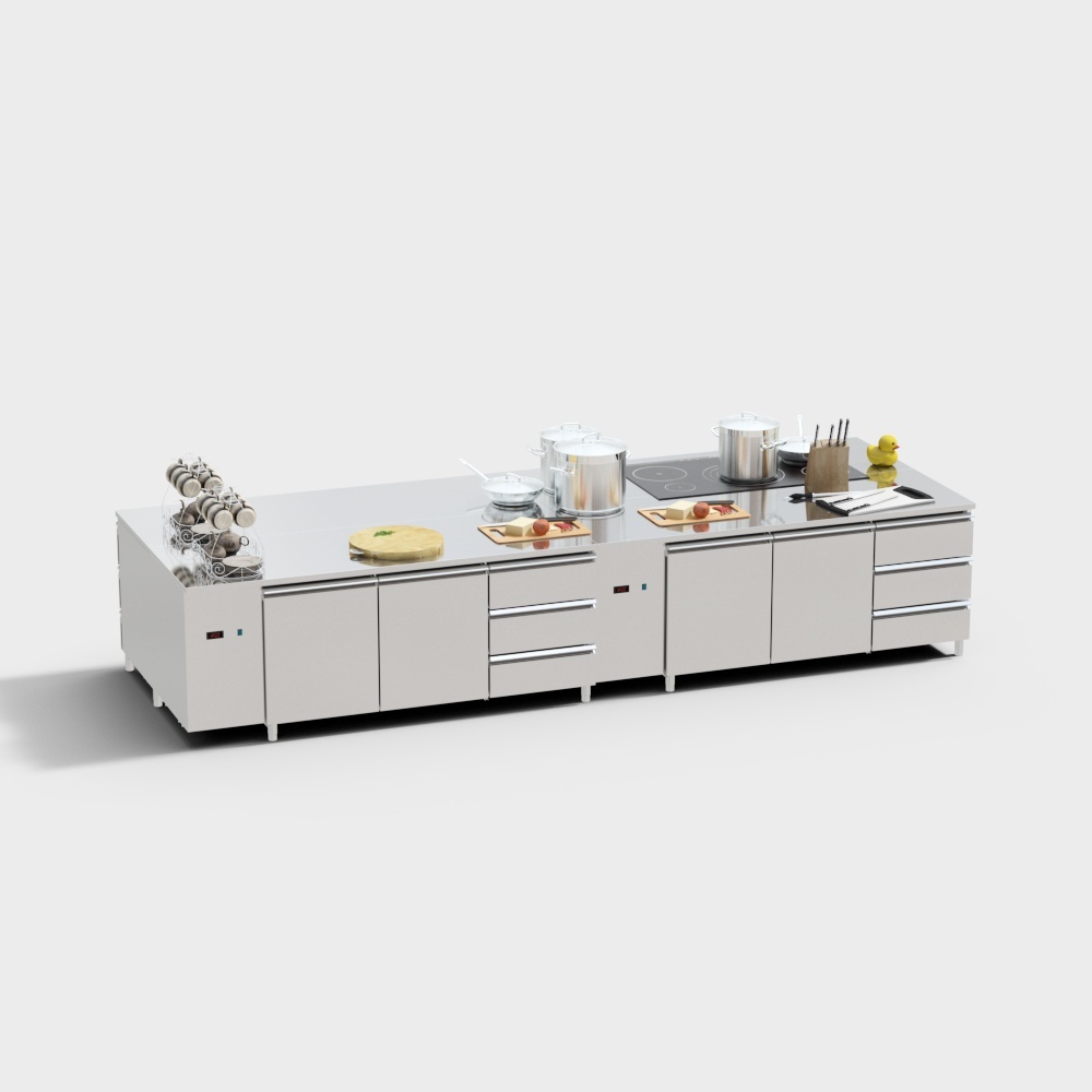 Modern hotel canteen kitchen cooking rack