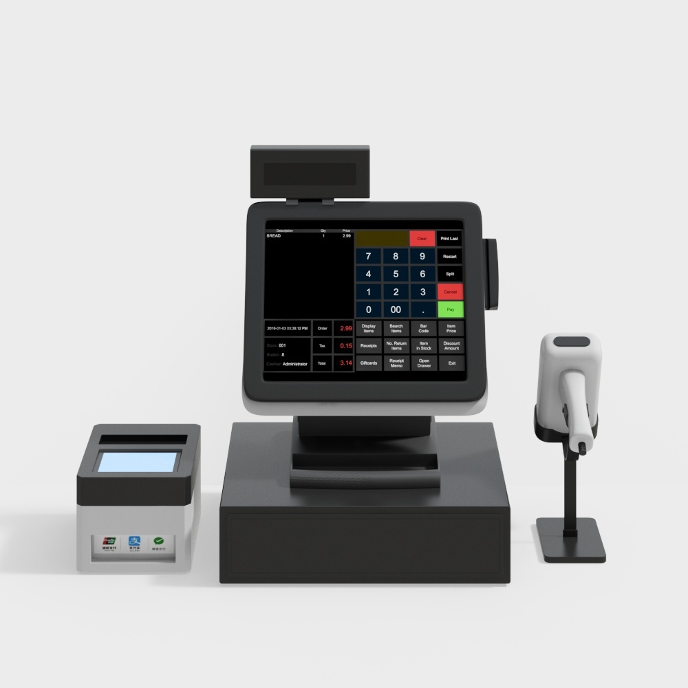 Modern Cash Register Set 3D model