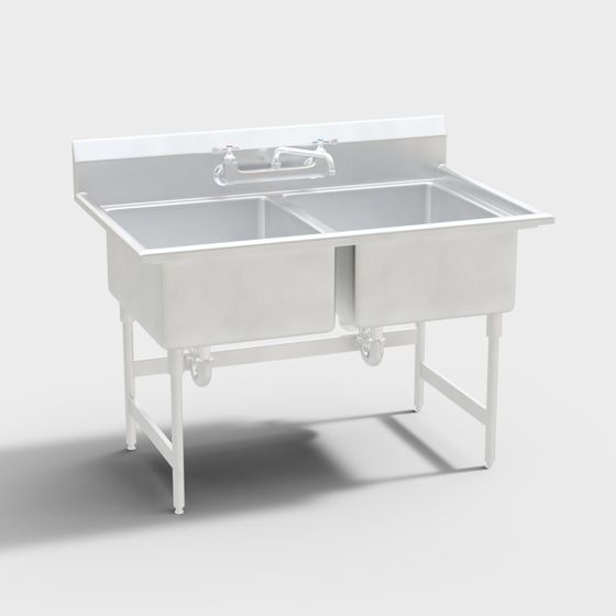 Double Basin Stainless Steel Sink 3D model