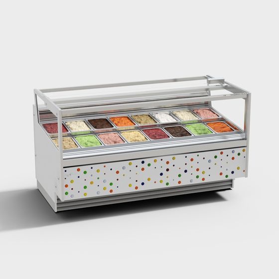Vibrant Ice Cream Display Case 3D model