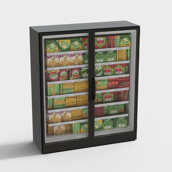 Low-Poly High-Detail Frozen Food Display Case 3D model