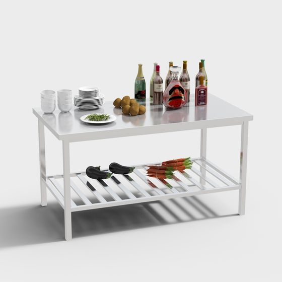 Minimalist Kitchen Worktable 3D model