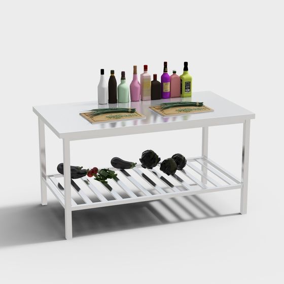 Elegant Minimalist Kitchen Workbench 3D model