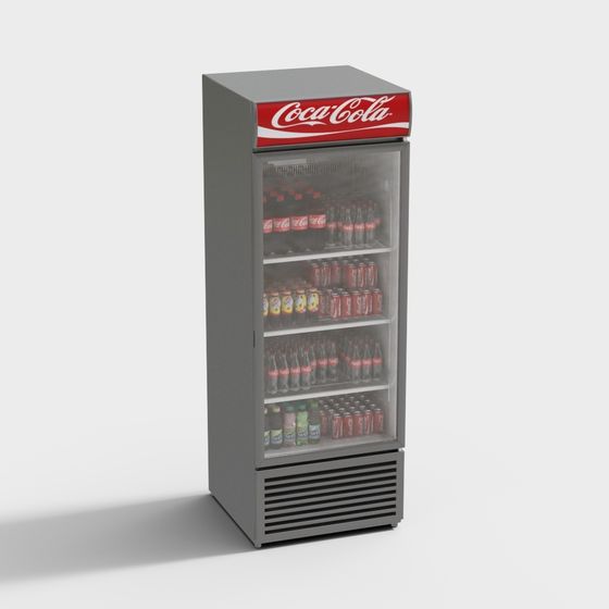 Realistic 3D Coca-Cola Refrigerator Model
