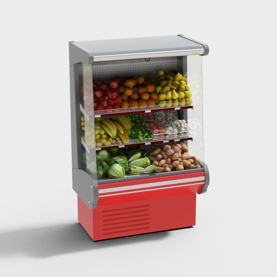 Vibrant Low-Poly Fruit and Vegetable Display Stand 3D model