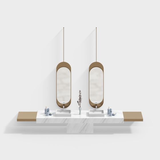 Elegant Minimalist Bathroom Vanity 3D model