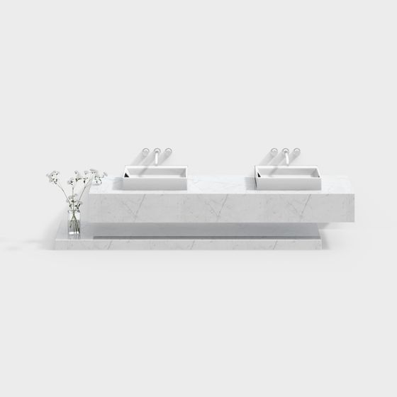 Minimalist Double Sink Vanity 3D model