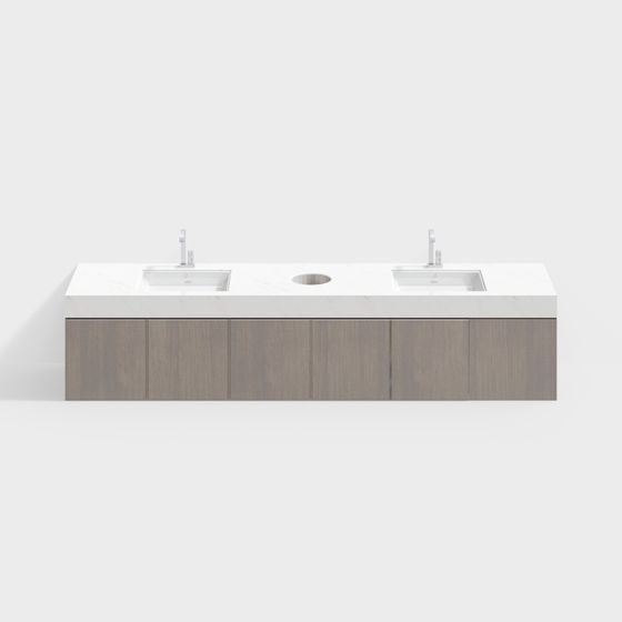 Minimalist Double Sink Bathroom Cabinet 3D model
