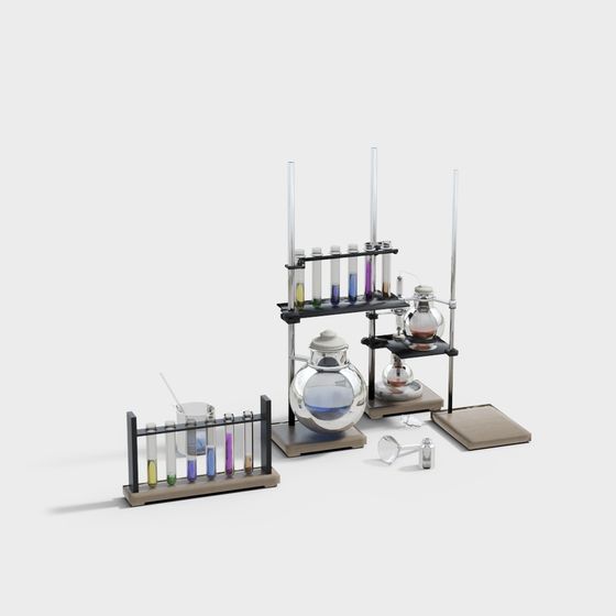 Scientific Laboratory 3D Model with Low-Poly Design
