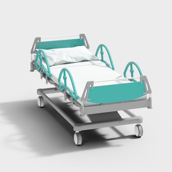 Sleek Hospital Bed 3D Model for Medical Environments