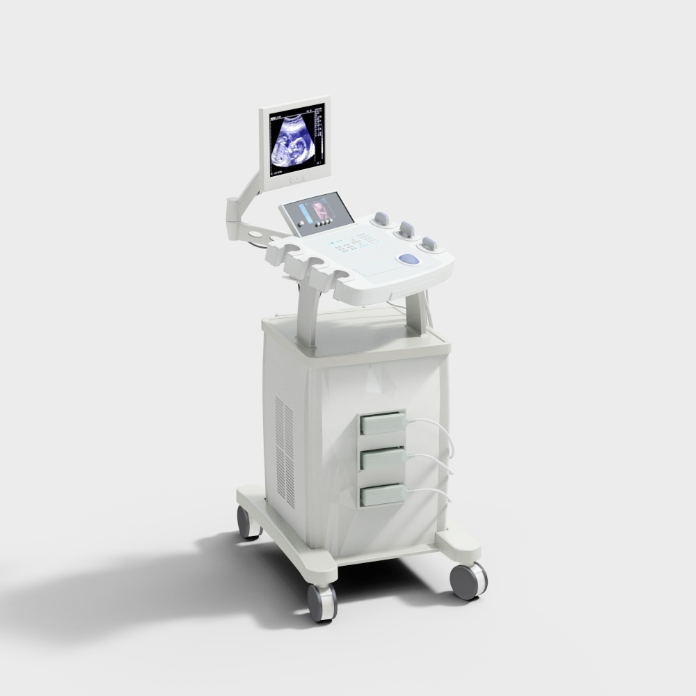 High-Detail Ultrasound Diagnostic Cart 3D model