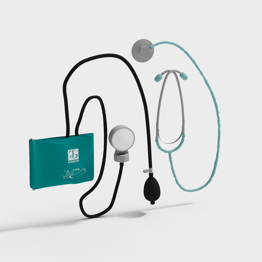 Realistic Blood Pressure Monitor Set 3D model