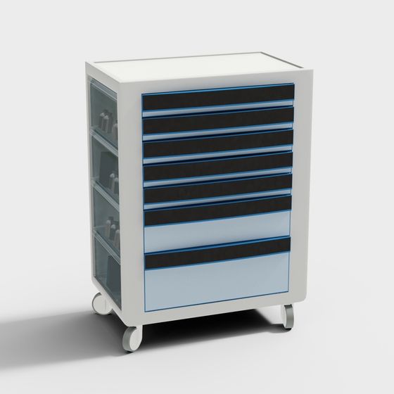 Stylish Low-Polygon Mobile Storage Cabinet 3D model