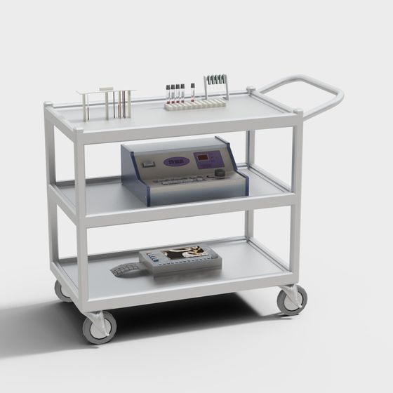 Low-Polygon Medical Lab Cart 3D Model