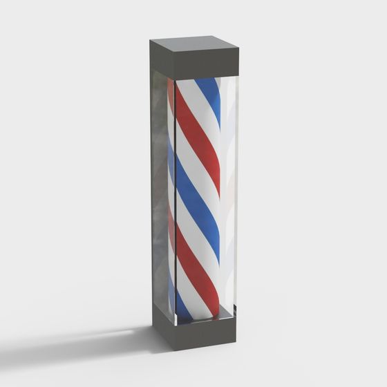 Retro Barber Shop Sign Column 3D model