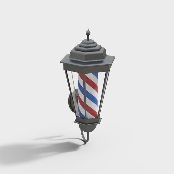 Retro Barber Pole Lantern 3D Model for Creative Projects