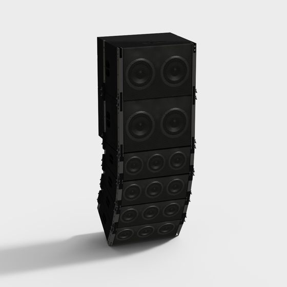 Modern Black Stage Booth with Sound System 3D Model