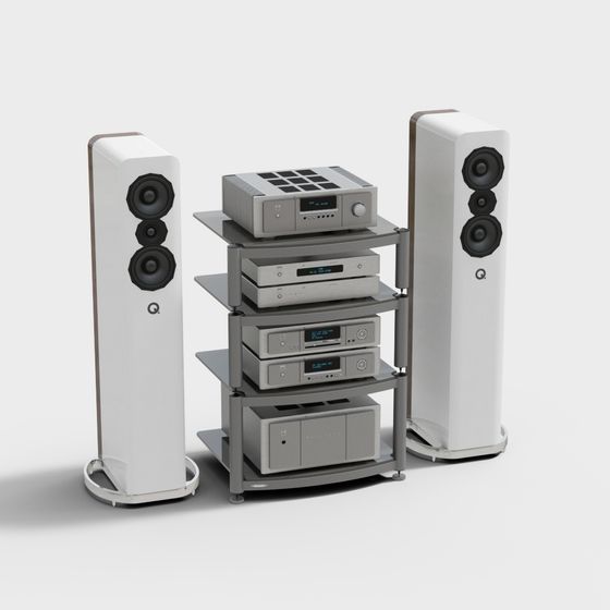 Minimalist Audio System 3D Model for Modern Interiors