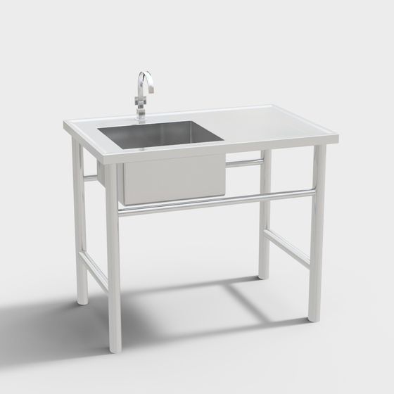 Sleek Stainless Steel Sink Countertop 3D model