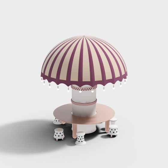 Enchanting Vintage Umbrella Pavilion 3D model for Creative Spaces