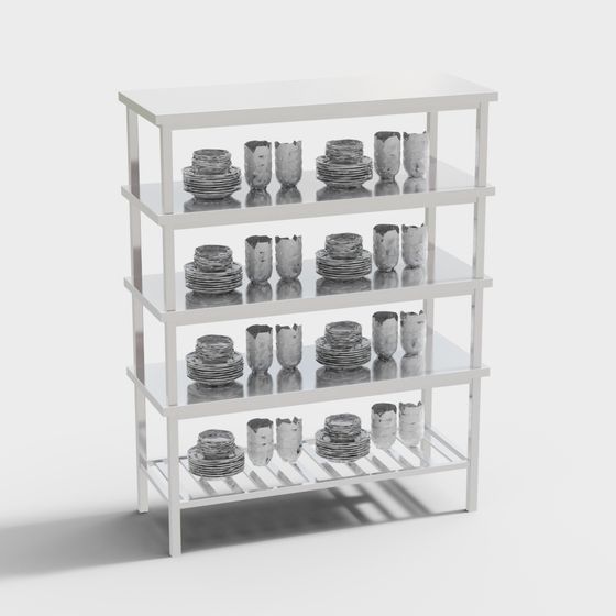 Sleek Stainless Steel Display Rack 3D model