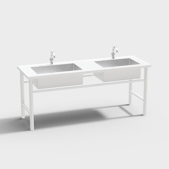 Minimalist Double Sink 3D Model for Modern Spaces