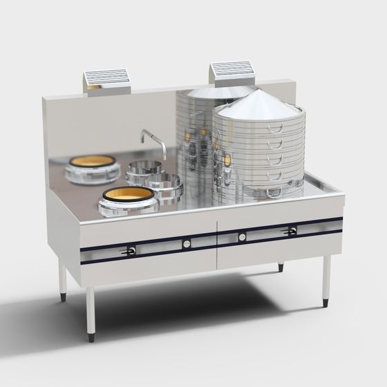 Modern Commercial Cooking Stove 3D Model