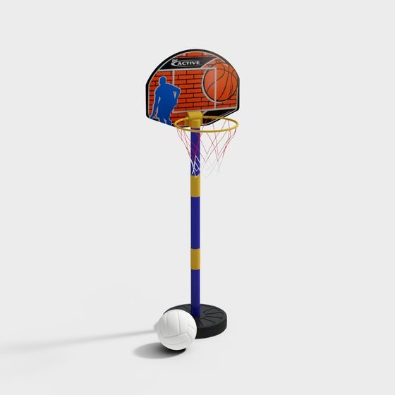 Colorful Children's Basketball Hoop 3D model