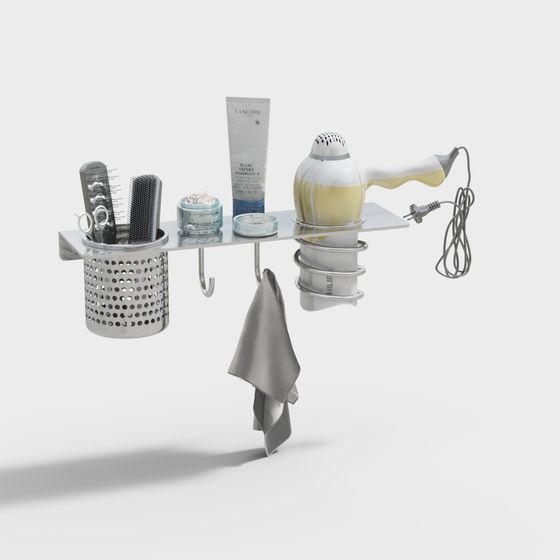 Stylish Wall-Mounted Storage Rack 3D model for Modern Bathrooms