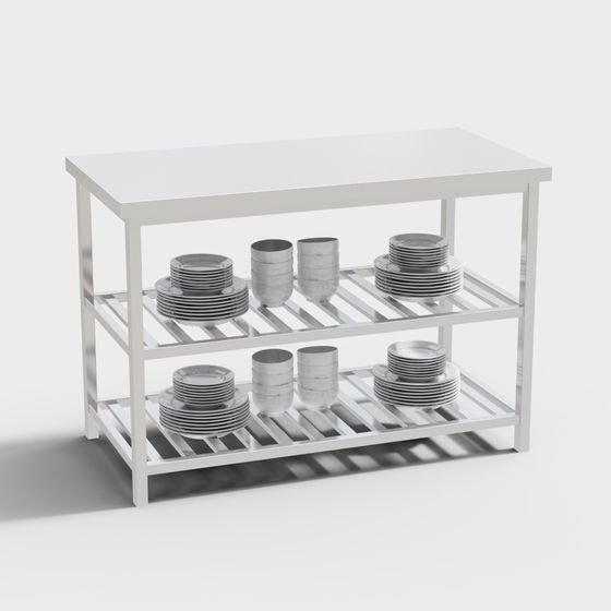 Sleek Stainless Steel Kitchen Rack 3D Model