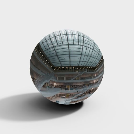 Knowledge Mirror 3D model - Futuristic Library Design