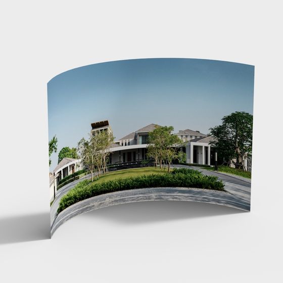 Modern Villa 3D model with Natural Aesthetics