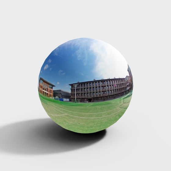 Campus Panorama Low-Polygon 3D Model