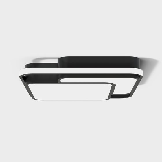 Modern black and white ceiling light with rectangular frame design on grey background