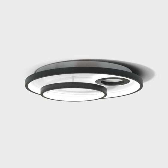 Stylish Black and Glass Ceiling Light 3D model