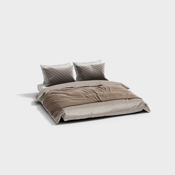 Modern Low-Polygon Bed 3D model