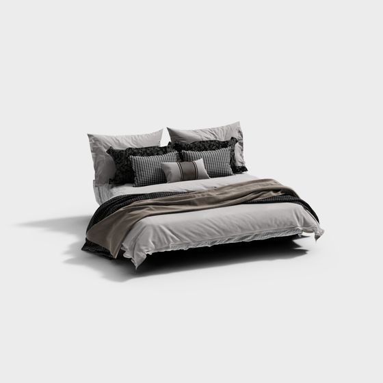 Elegant Low-Poly Bed 3D model for Modern Interiors