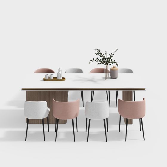 Urban Living Room Dining Table and Chair Set 3D model