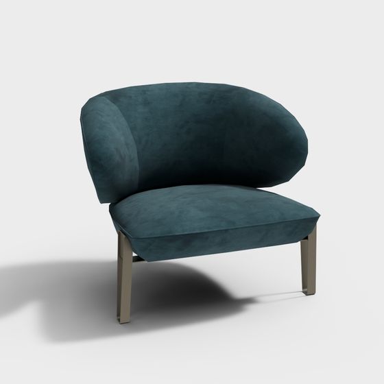 Stylish Peacock Blue Low Poly Chair 3D model