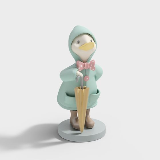 Charming Low-Poly Duck in Rain 3D model