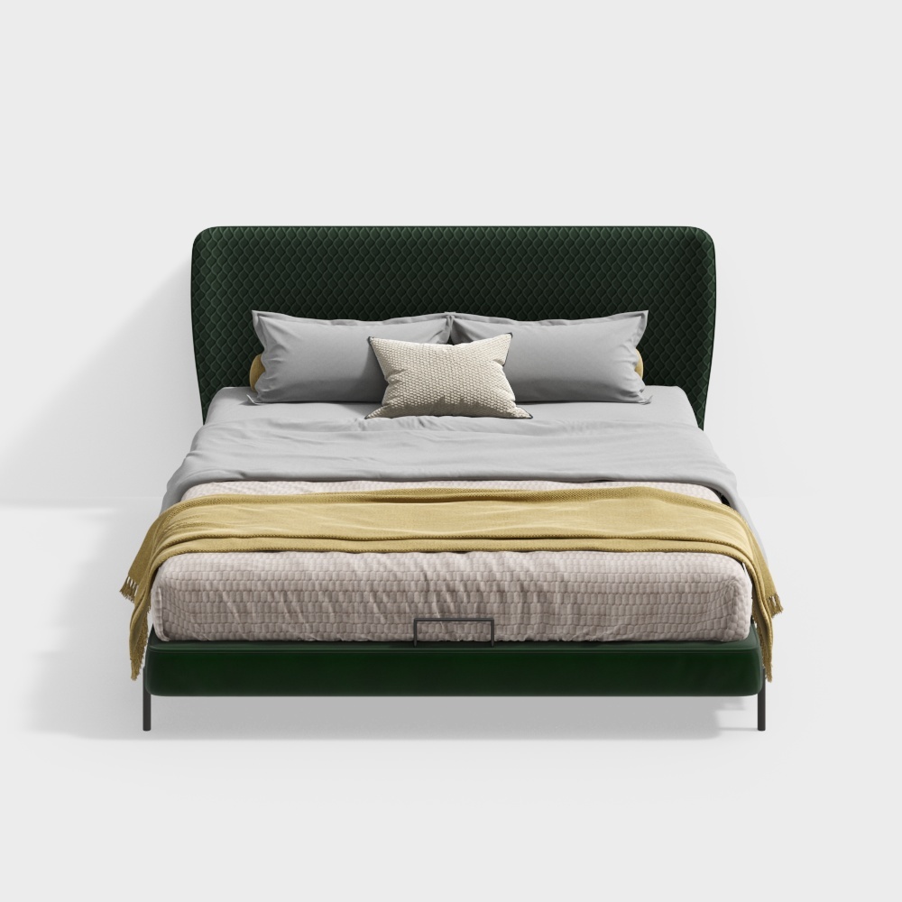 Modern Velvet Bed 3D model