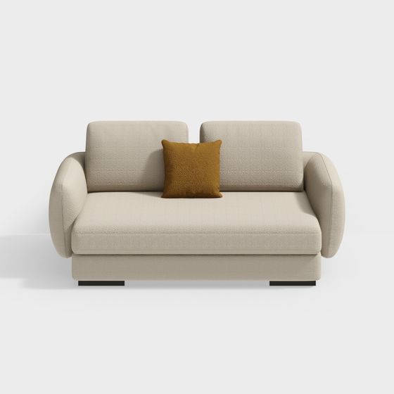 Italian Two-Seat Sofa 3D Model in Yellow for Stylish Living Areas